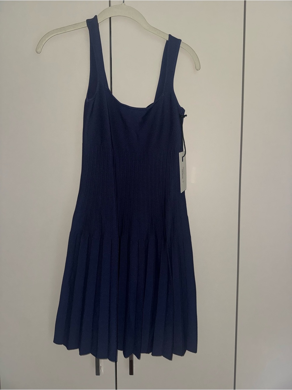 STAUD Navy Pleated Midi Dress - Picture 3 of 4